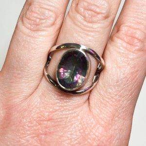 Size 9 .925 SS Vintage Mystic Topaz Ring